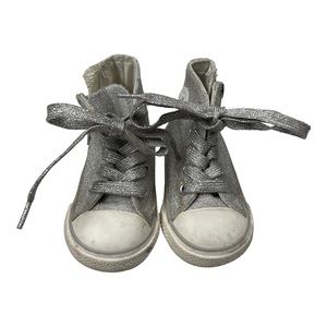 Converse High Top Zip Up Gray Sparkly Glittering Infant Size 4 Sneakers761008C